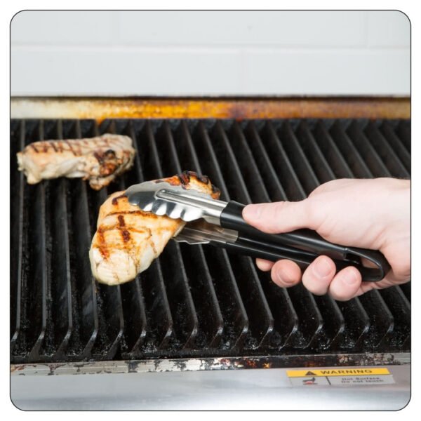 Black Coated Handle Stainless Steel Scalloped Tongs 12" - Image 4