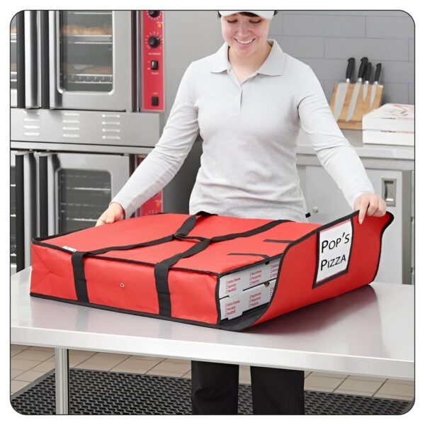 24x24x5 Red Pizza Insulated Delivery Bag - Image 4