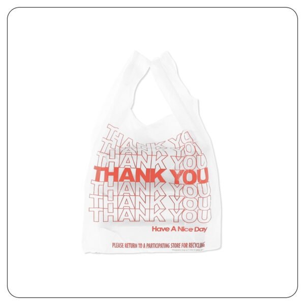 (11,5x22x6,5) Size White "Thank You" Standard-Duty Plastic T-Shirt Bag - Image 2
