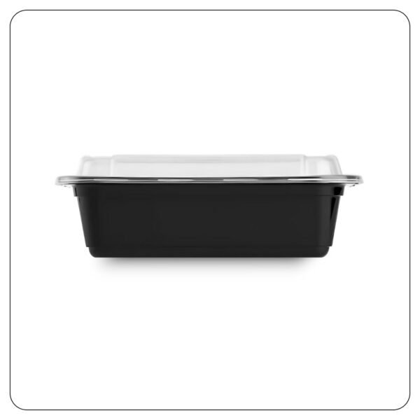 Microwaveable Rectangular Black Food Containers 24 Oz With Lids - Image 3