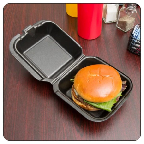 6" x 6" x 3" Black Foam Hinged Lid Container - Image 4