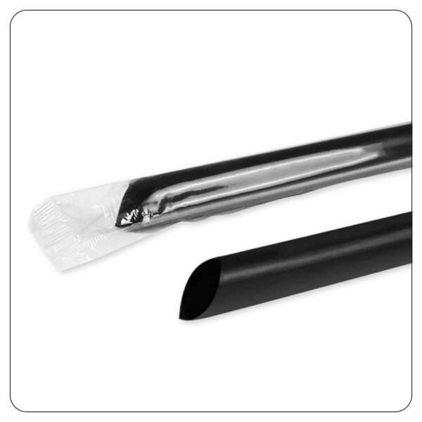 Colossal Black Wrapped Straw Diagonal Cut 9" - Image 2
