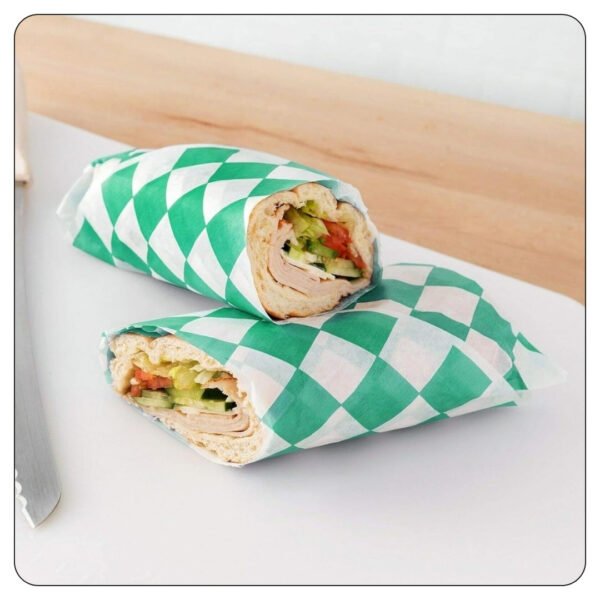 12" x 12" Green Check Deli Sandwich Wra - Image 4