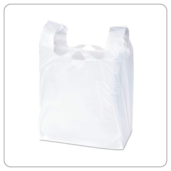 1/6 Standard Size White Unprinted Medium-Duty Plastic T-Shirt Bag - Image 3