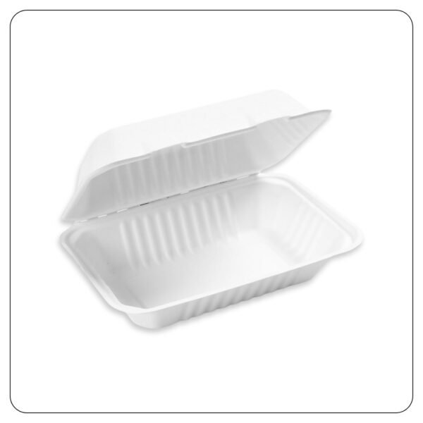 Compostable Sugarcane/ Bassage 1 Comparment Take Out Container 9x6x3 - Image 5