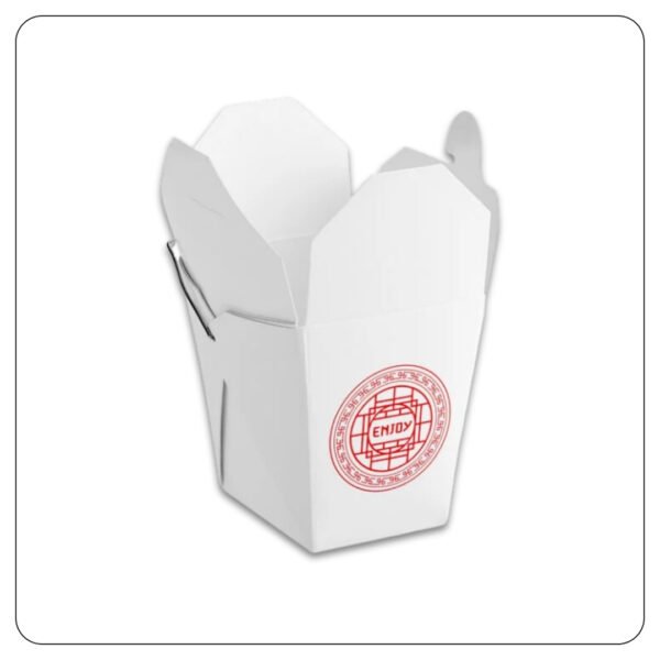 16 Oz. Asian Paper TakeOut Container with Wire Handle - Image 2
