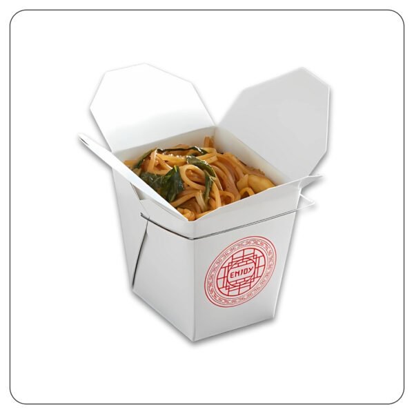 16 Oz. Asian Paper TakeOut Container with Wire Handle - Image 3