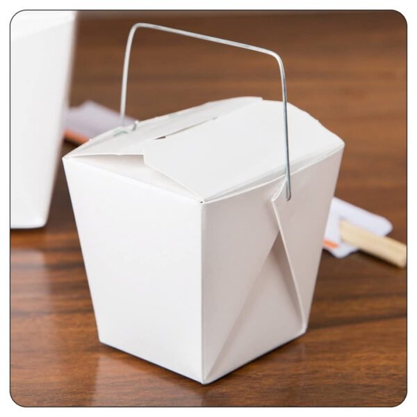 16 Oz. Asian Paper TakeOut Container with Wire Handle - Image 4