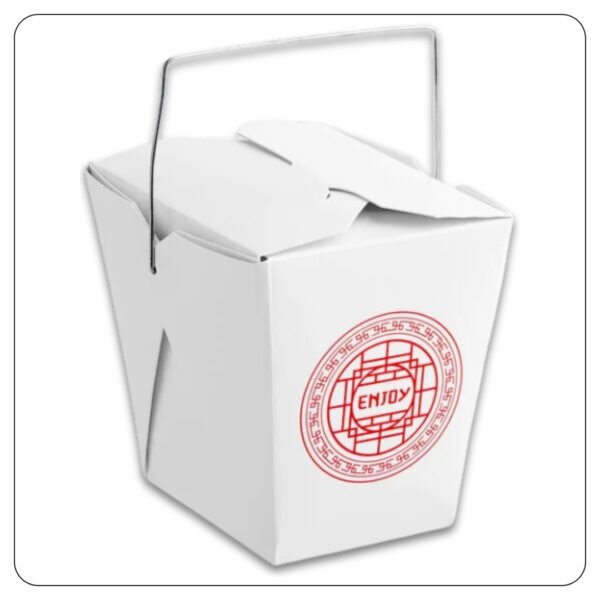 32 Oz. Asian Paper Take Out Container with Wire Handle - Image 2