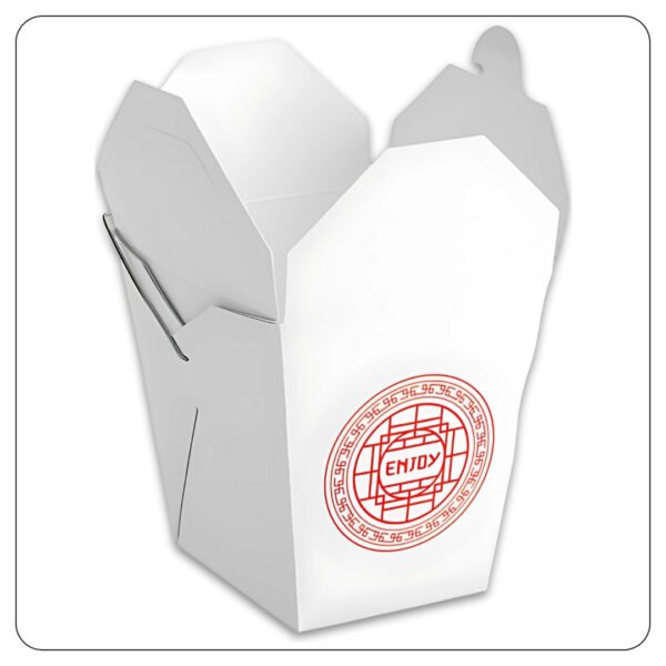 32 Oz. Asian Paper Take Out Container with Wire Handle