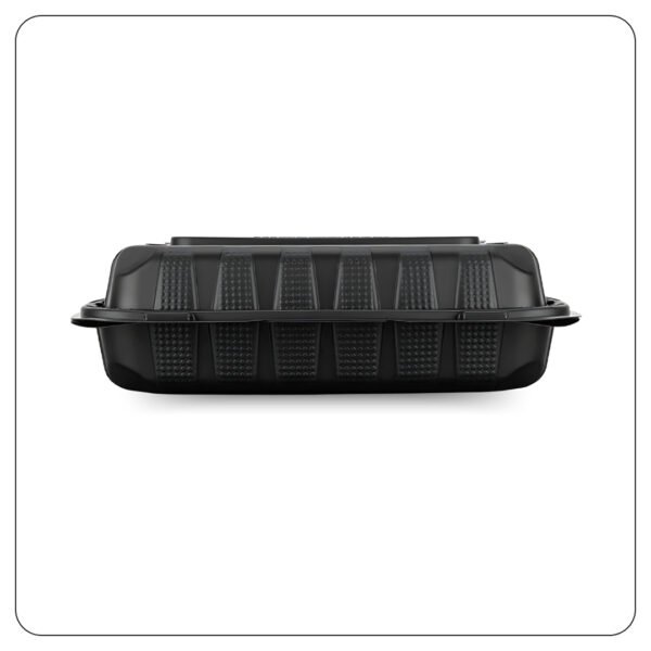 Microwaveable Black Mineral-Filled Plastic Hinged Take-Out Container 1-Compartment 9"x6" - Image 2
